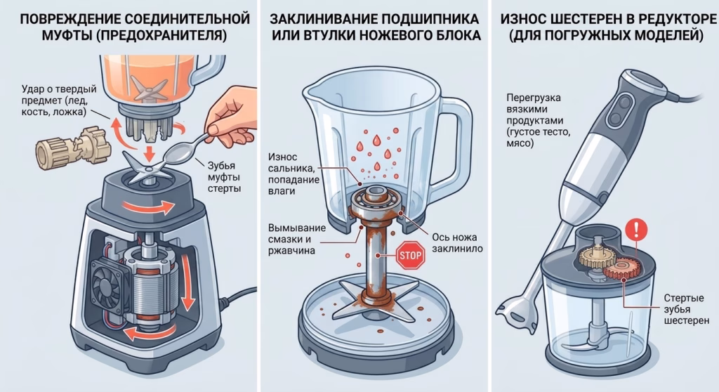блендер жужжит но не крутит