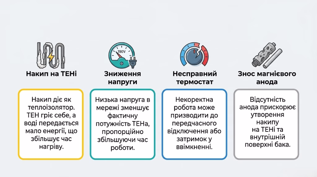 за скільки часу нагрівається бойлер