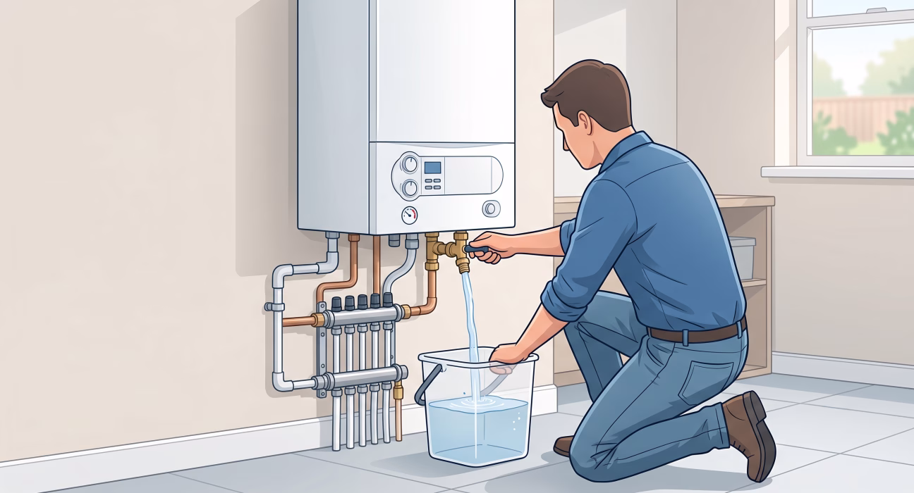як злити воду з газового котла
