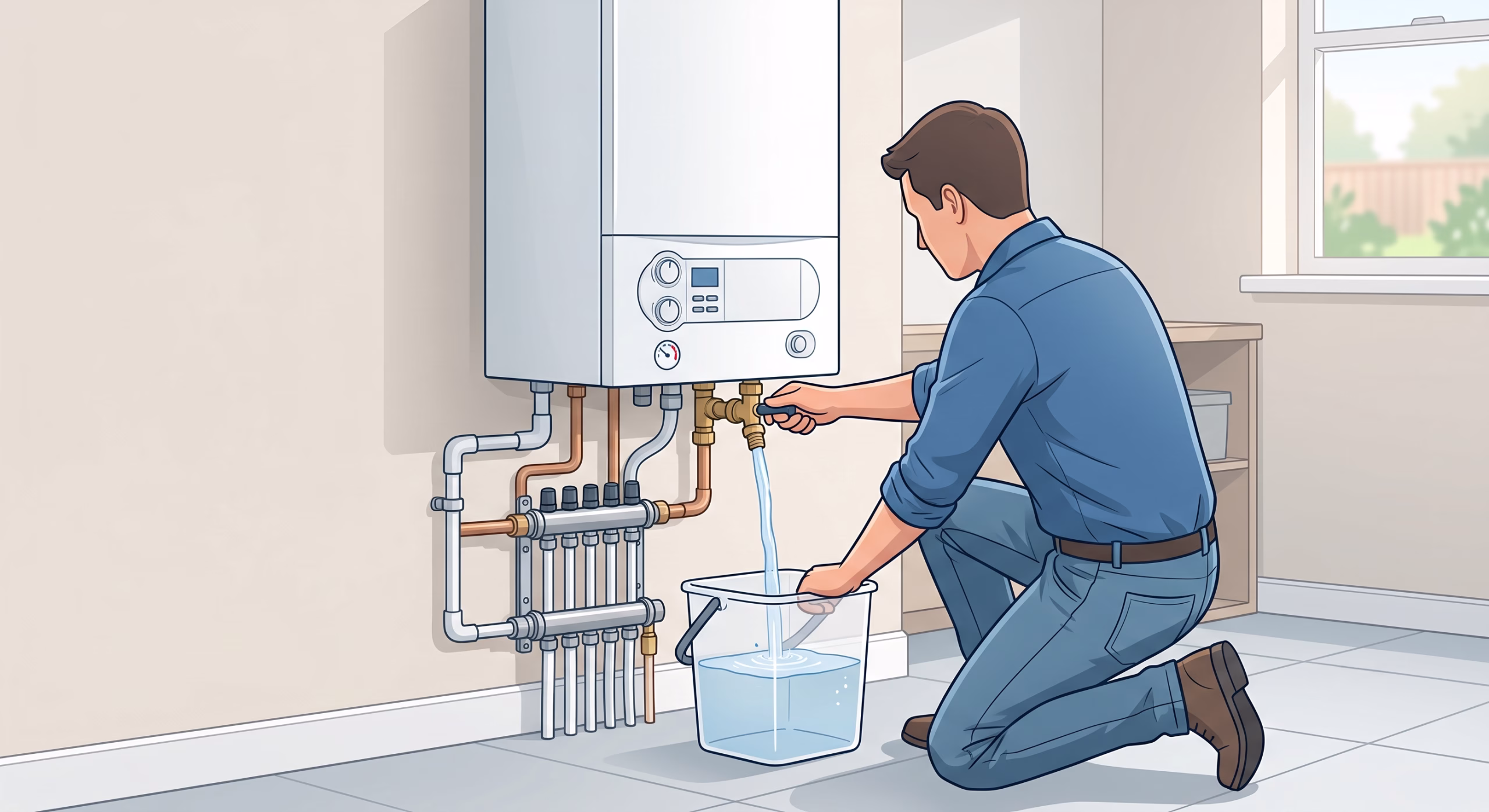 як злити воду з газового котла